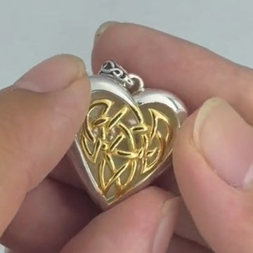Celtic Heart Aroma Sterling Silver and 14K Gold Accent Locket Pendant MPD5040